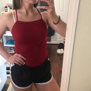 High neck tank with strappy back